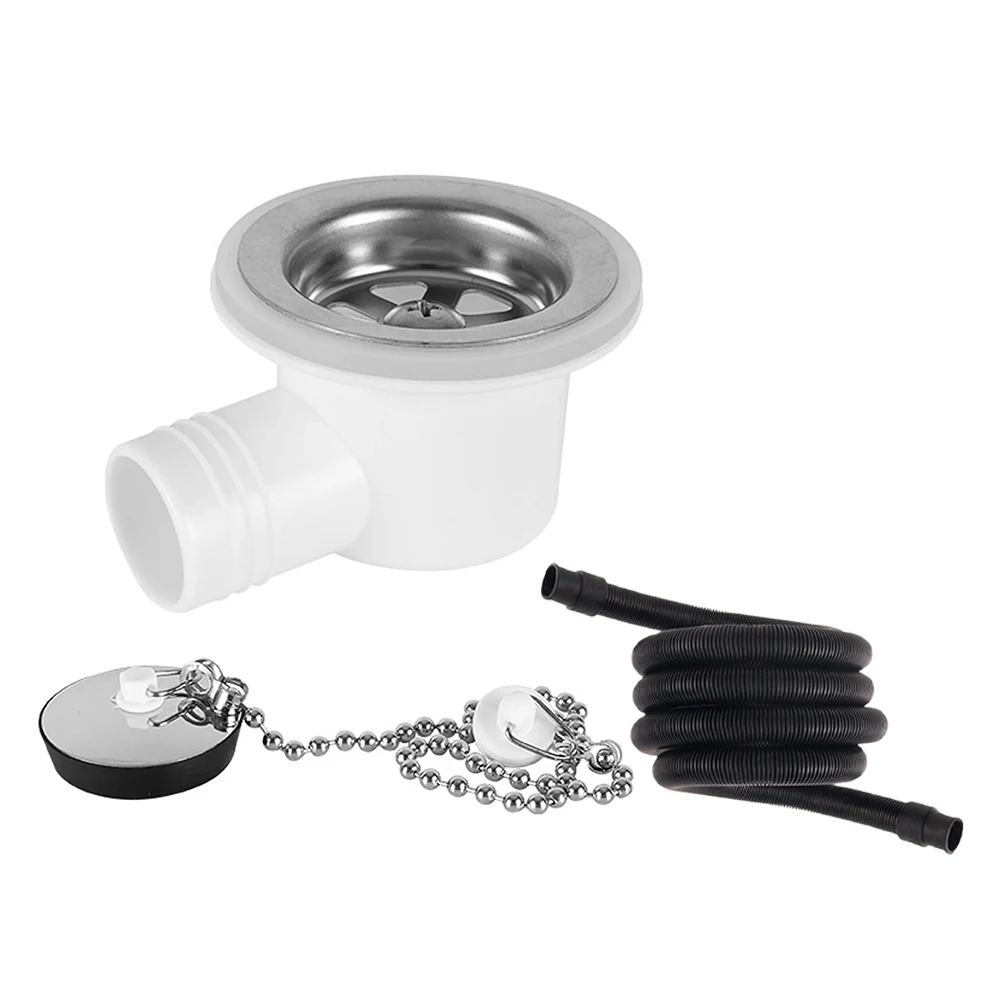 

Leak Proof RV Sink Drain with 2 Meter Hose ABS and Stainless Steel Connector Adapter for Compact Spaces in RVs and Boats