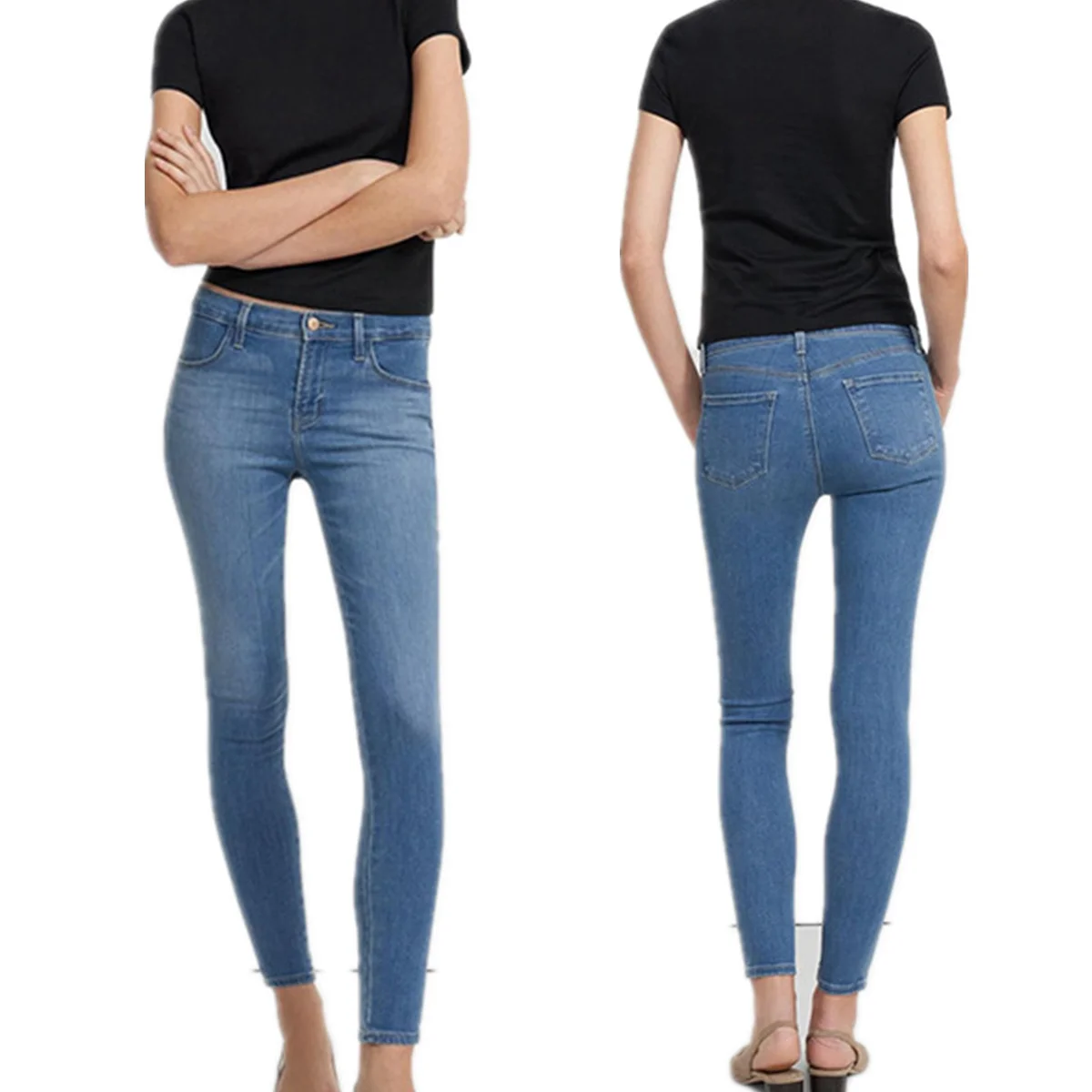 

Джинсы скинни Jenny&Dave 2026, французские модные женские светло-голубые облегающие женские джинсы, женские джинсовые брюки, женская одежда