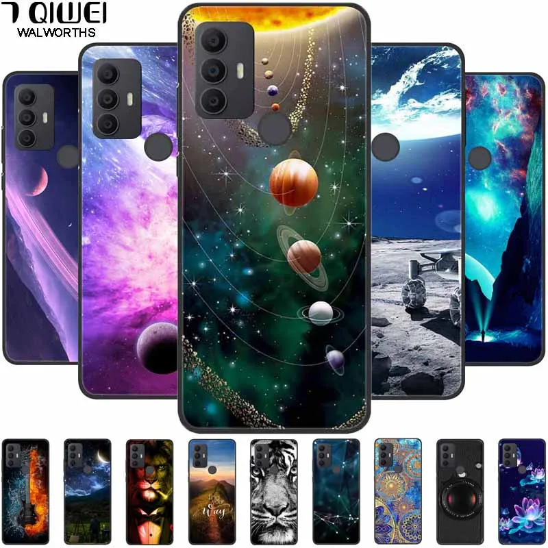 Funda de silicona para TCL 30 SE, carcasa trasera suave de TPU con espacio estrellado para TCL 305, cubierta pintada con mármol para TCL 30SE TCL305, bolsas de moda