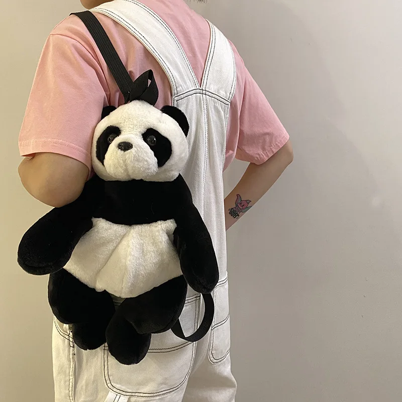 38cm Plush Panda Toy Backpacks Cute Stuffed Animal Panda Backpack Kawaii Soft Animal Bear Bag Girls Boys Plush Schoolbags Gifts