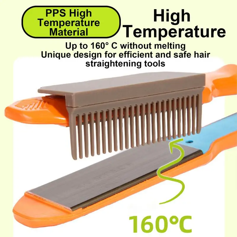 1pcs Barber Straightening Comb Attaches To Flat Iron For Low And High Temperature Hair Straightner DIY Travel Hair Styling Tool