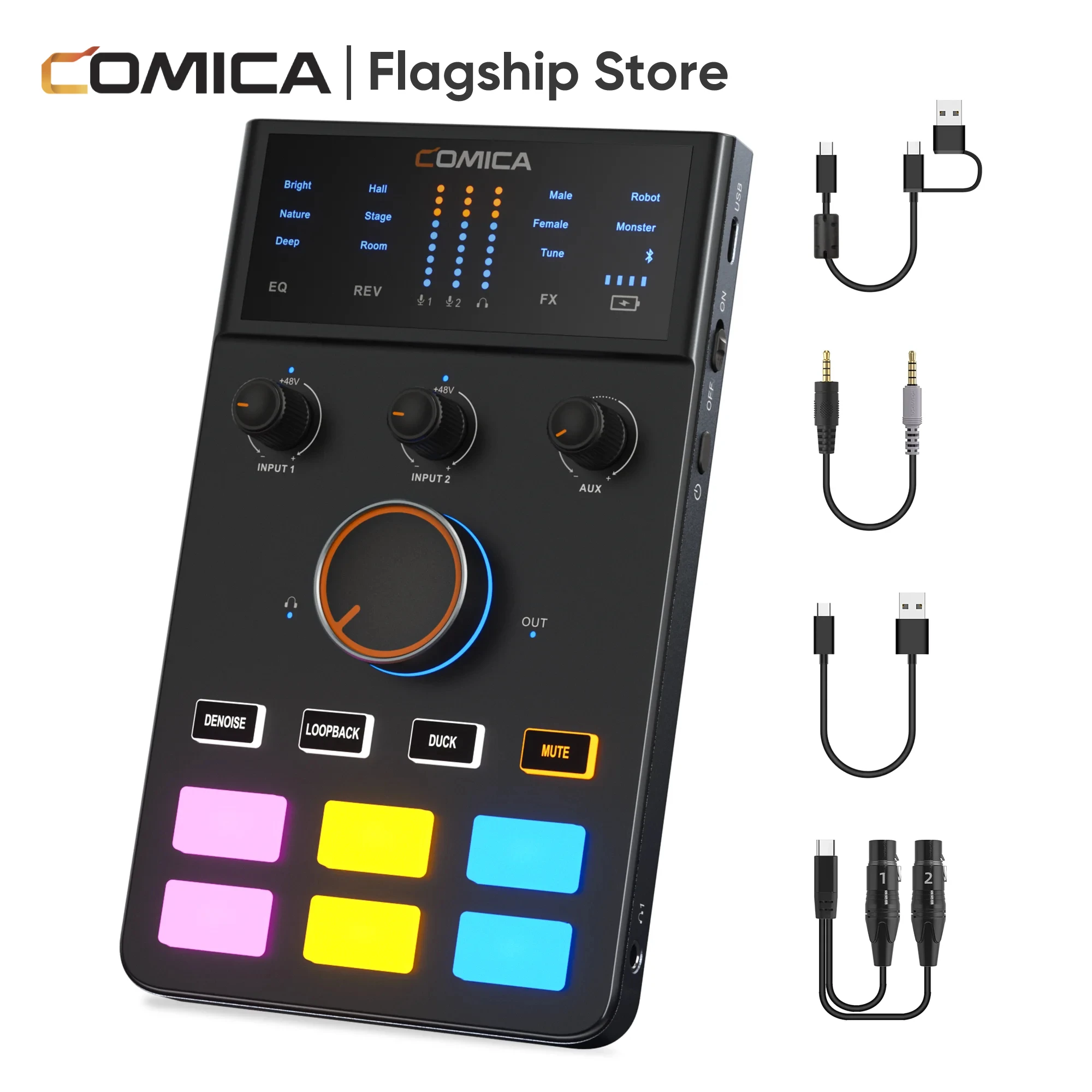 

Comica ADCaster C1 Audio Interface, Bluetooth connection For Streaming/Gaming/Podcasting, Sound Card For iMAC iPhone Android