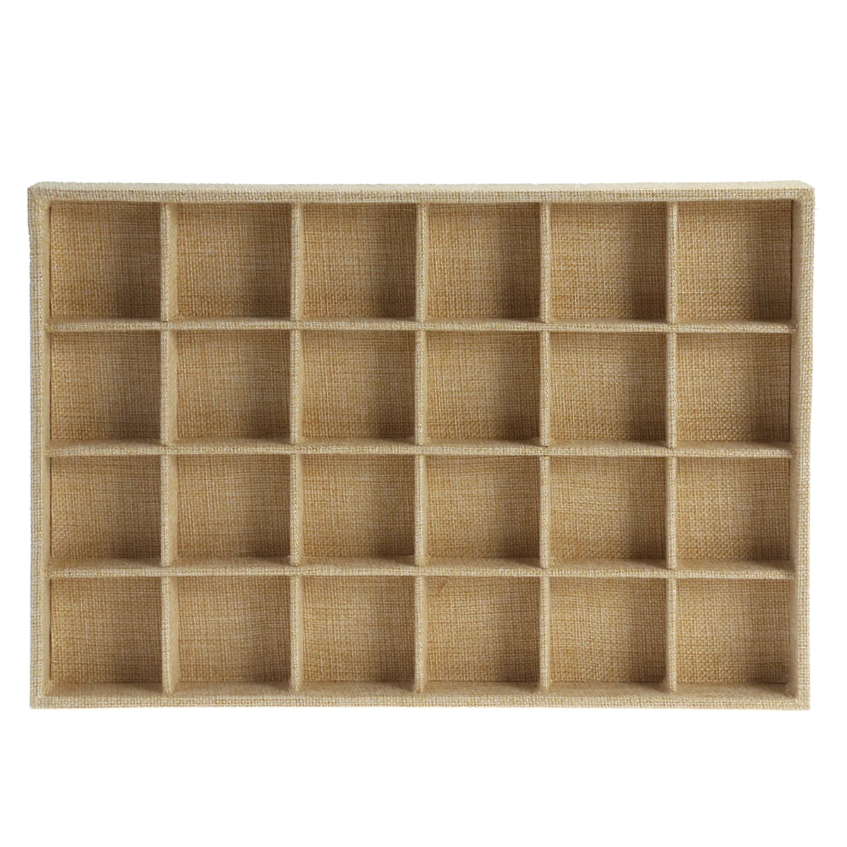 

Linen Jewelry Storage Box 24 Holes Ring Display Holder Earrings Tray Organizer Case Dust Free Show Rack Packaging Tool