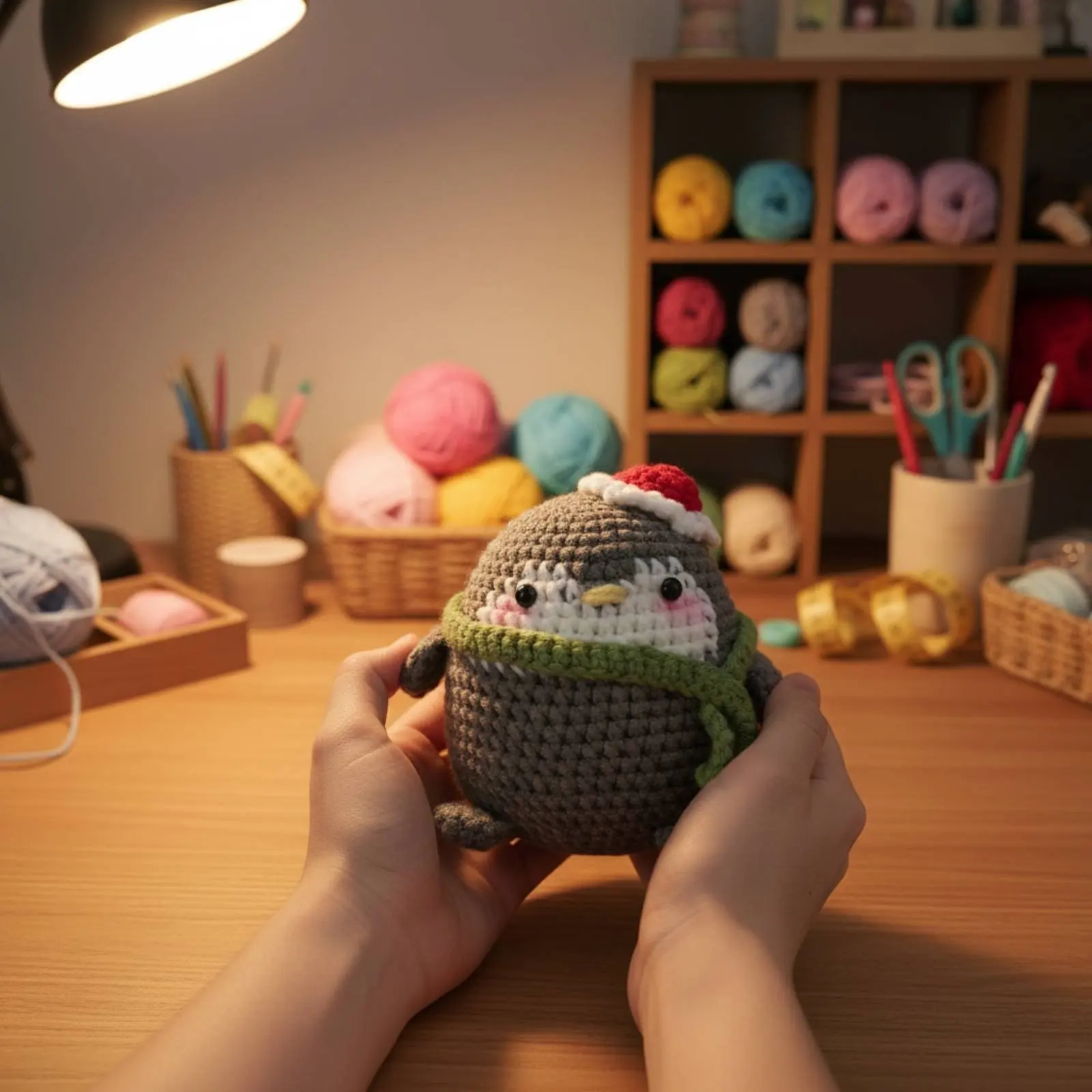 Kit de Ganchillo DIY de Pingüino, Lindo Diseño de Pingüino Amigurumi, Kit de Amigurumi DIY para Adultos, Decoración para Cuarto de Niños