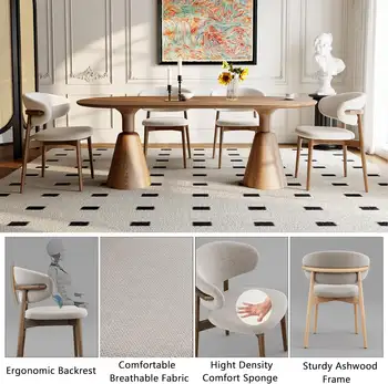 實木餐椅兩把裝,現代風格軟墊餐椅,弧形靠背,天然木腿 10 最佳銷售 豪華餐椅 - №5