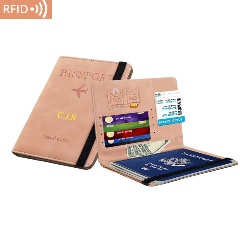 Free Custom Name RFID Vintage Passport Covers Holder Multi-Function ID Bank Card PU Leather Wallet Case Travel Accessories