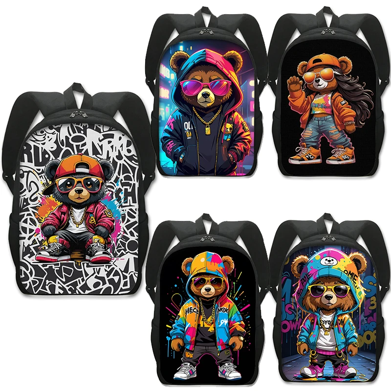 Mode weibliche Bär Puppe drucken Rucksack Frauen Rucksack für Reisen Hip Hop Schult aschen für Teenager Laptop Rucksäcke Bücher tasche