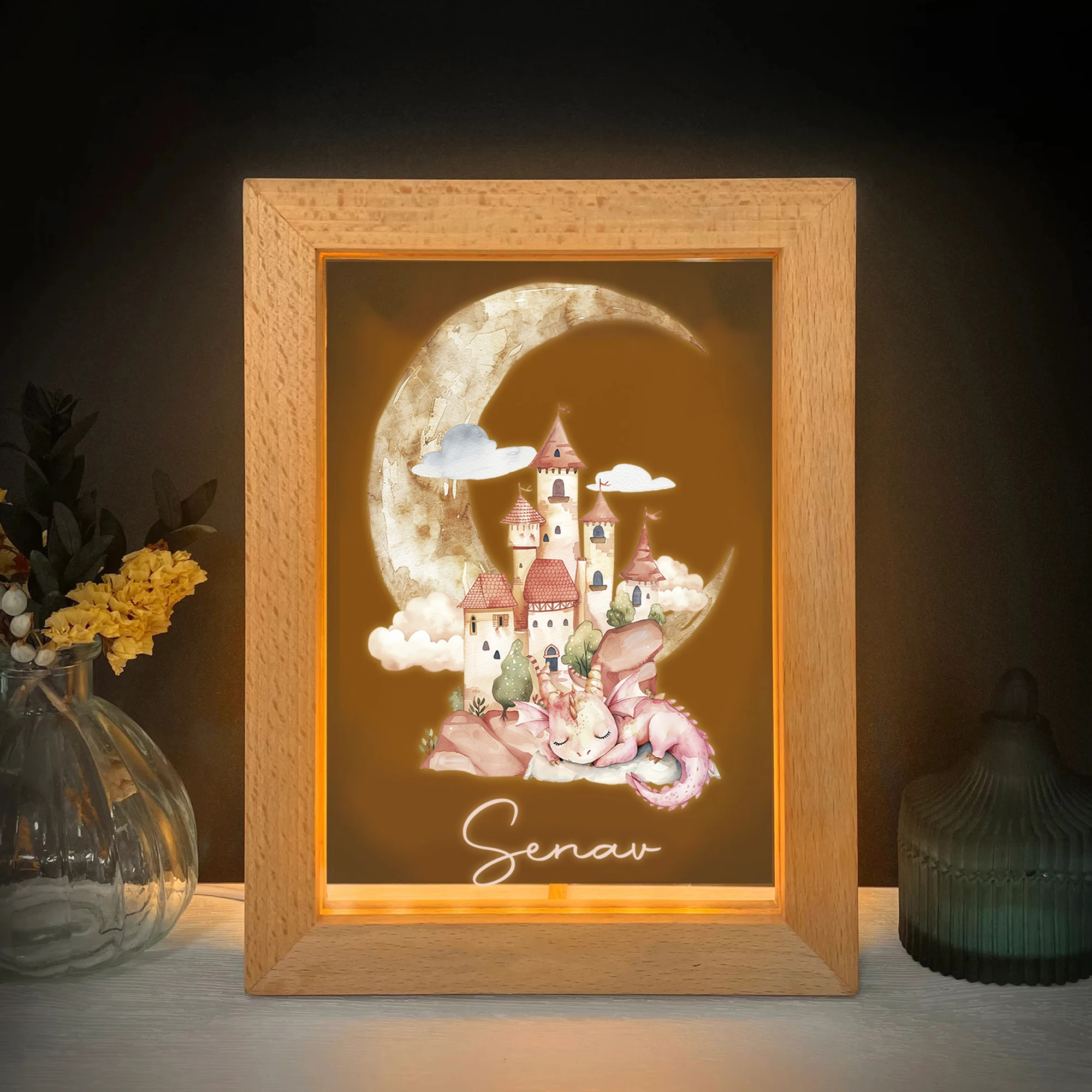 تخصيص اسم القلعة LED إطار الصورة للرؤية الليلية هدية شخصية الأسرة غرفة المعيشة غرفة نوم غرفة الطعام ديكور المنزل