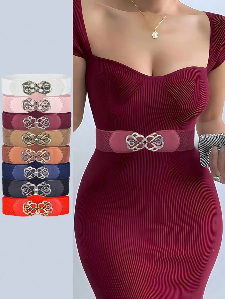 1pc 50s Vintage Wide Elastic Waist Belt, Classic Plus Size Cinch Waist Belt Fit For Women's Daily Wear Halloween