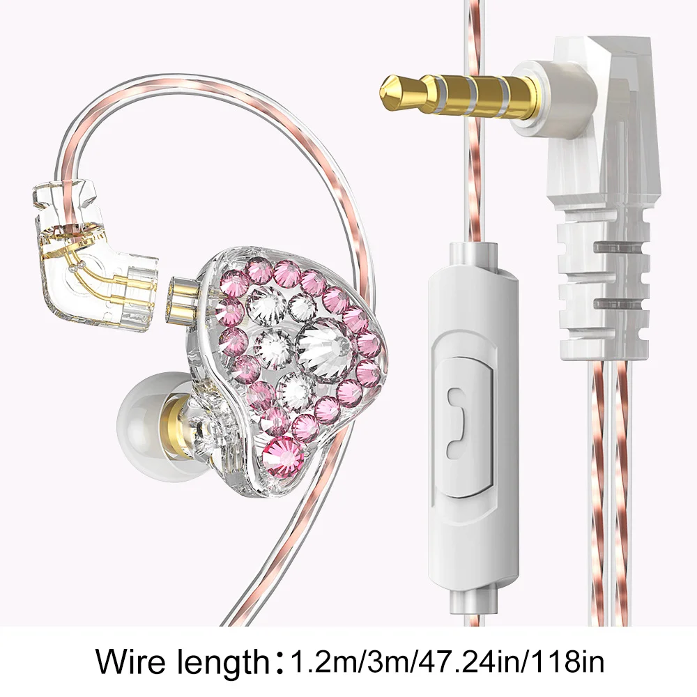 OKCSC Q2Pro Shiny Headphones Inlay HiFi Earphone Interchangeable Cable Cell Phone Computer 3.5mm 2 Pin Detachable Cable Earbuds