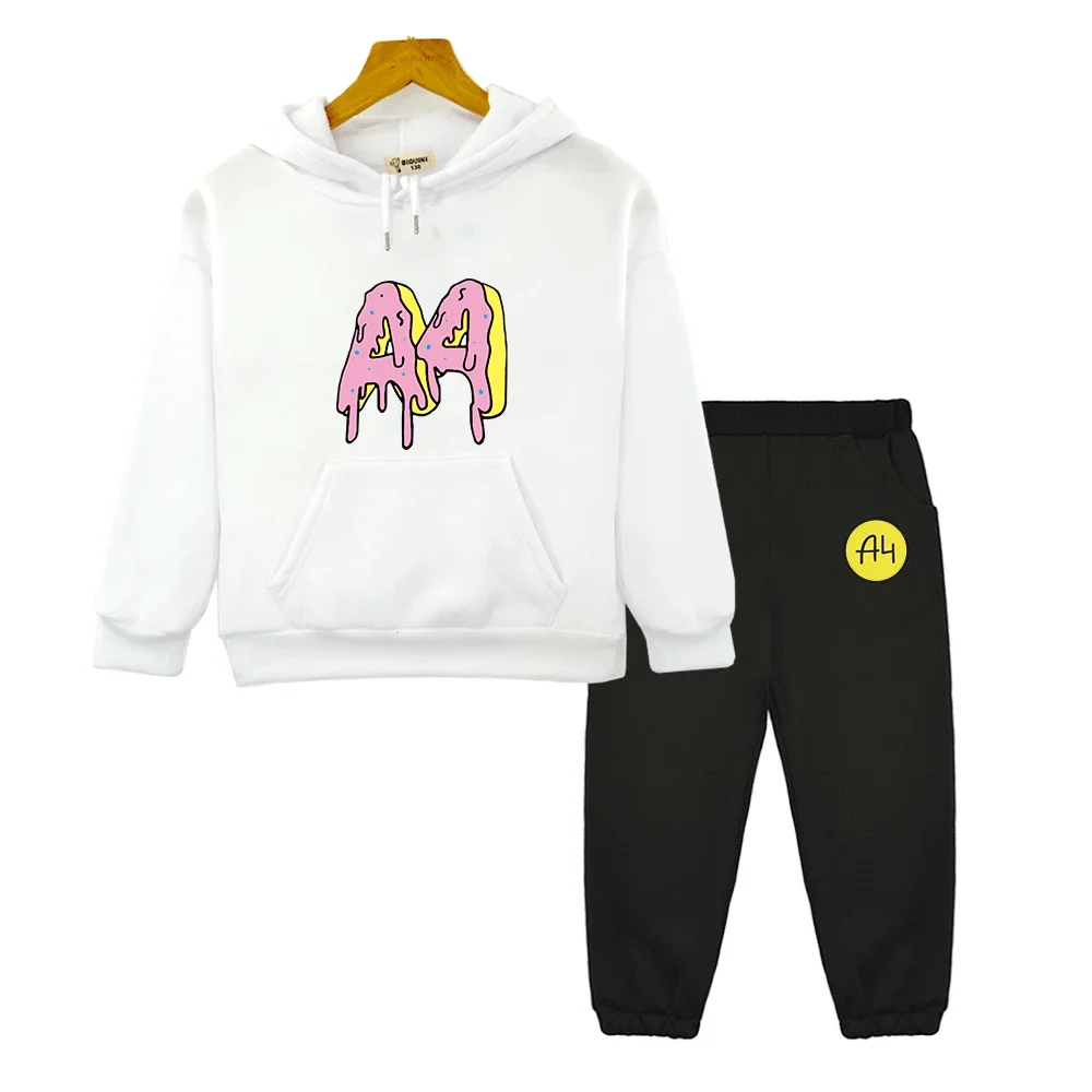 Kids Sets Tops+pants Children\'s A4 Donuts Hoodie Clothes Child Boy Clothing а4 мерч для детей Sweatshirts Casual 2pcs Suit Girl