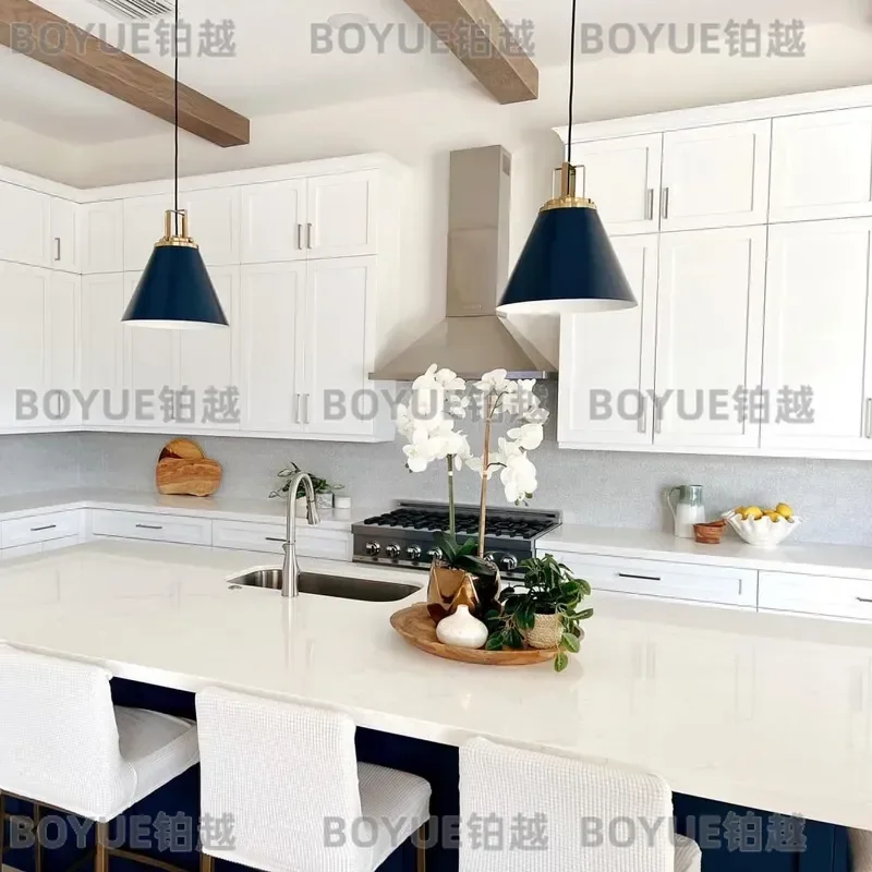 Custom All Aluminum Kitchen Cabinet Quartz Stone Countertop Simple White European Style Skin Feel Living Room Storage Unit