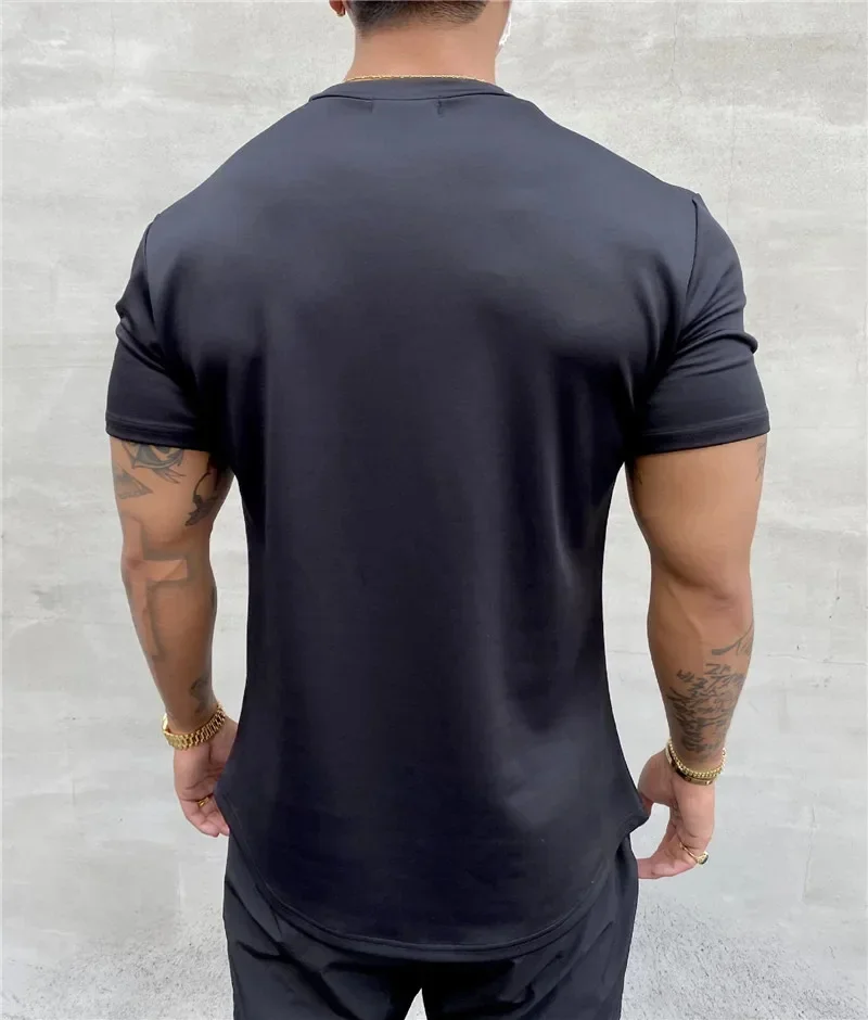 NEW Summer Gym T shirt Men Fitness Cotton short sleeve t-shirt Round neck slim fit Training Tees Casual sports t shirt man tops