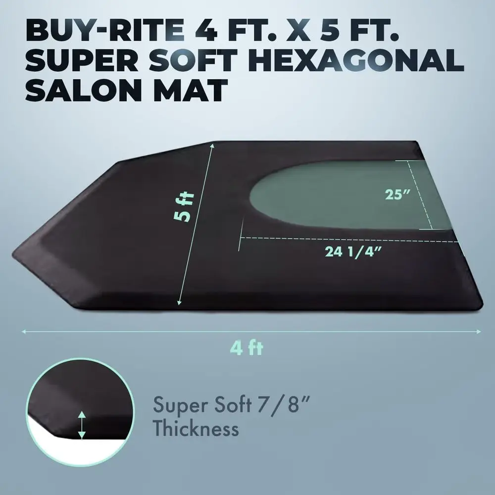 Anti-Fatigue Sn Chair Mat 4 x 5 ft Hexagon 7/8 Inch Puncture-Proof Polyethylene, Round-Base Chairs, Low-Static Easy-Clean Surfac