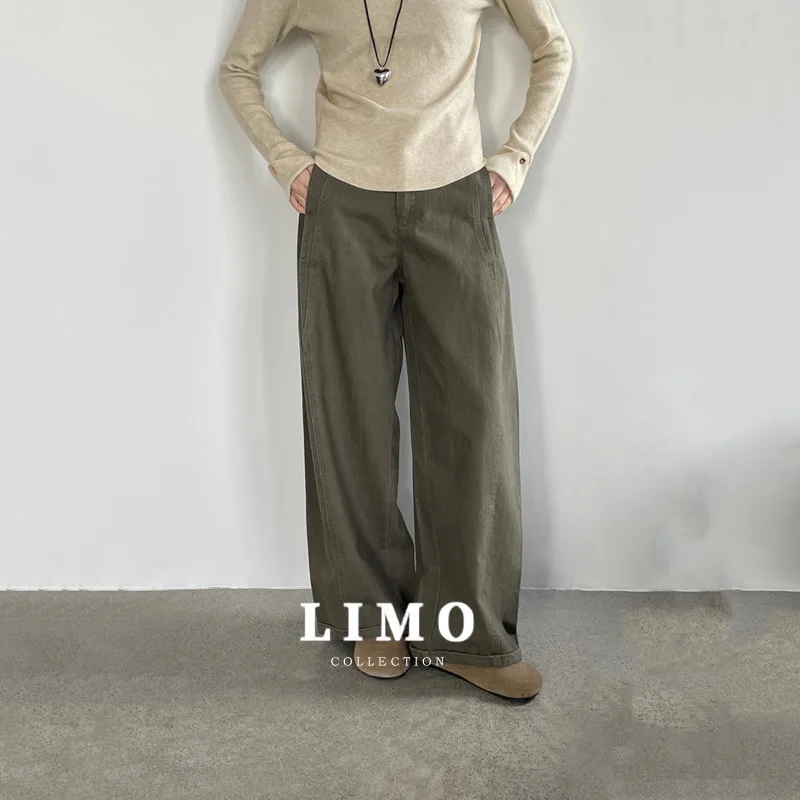 

LIMO 2025 осень-зима хлопковые брюки-карго женские повседневные брюки с высокой талией и манжетами для повседневной уличной одежды