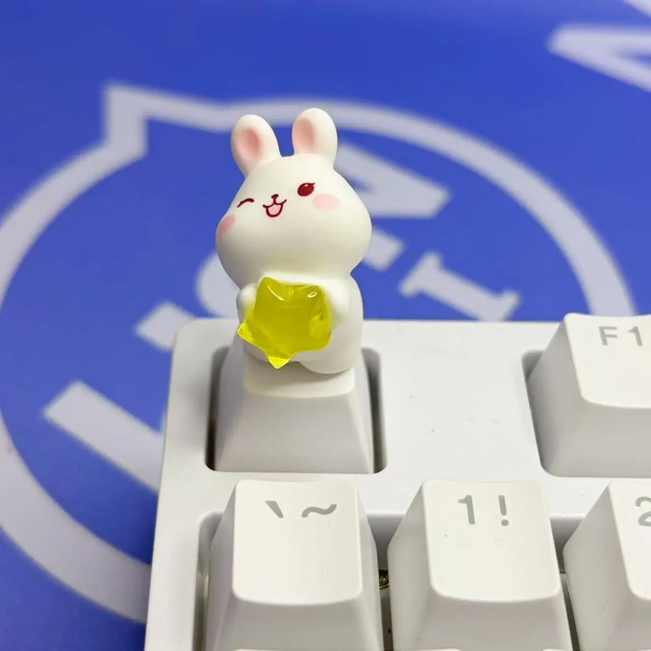 Creative Cute Space Star Moon Little Rabbit Keycap DIY Game Mechanical Keyboard Decoration Accessories Star Rabbit Keycap