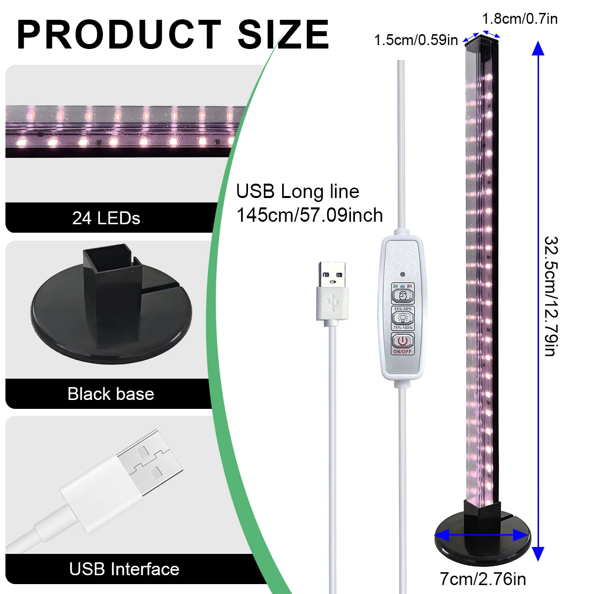 Desktop plant light LED growth lamp strip timer plant growth lamp for seedlings and plants, for home use, indoor planting, flowe