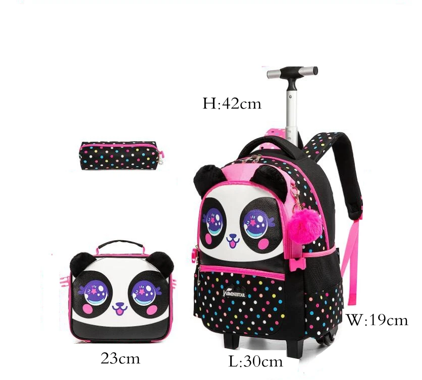 Girl's Rolling Luggage Suitcase Travel Trolley Bag for Girls Primary School Student School Trolley Bag Set Lunch Bag Pen bag Set