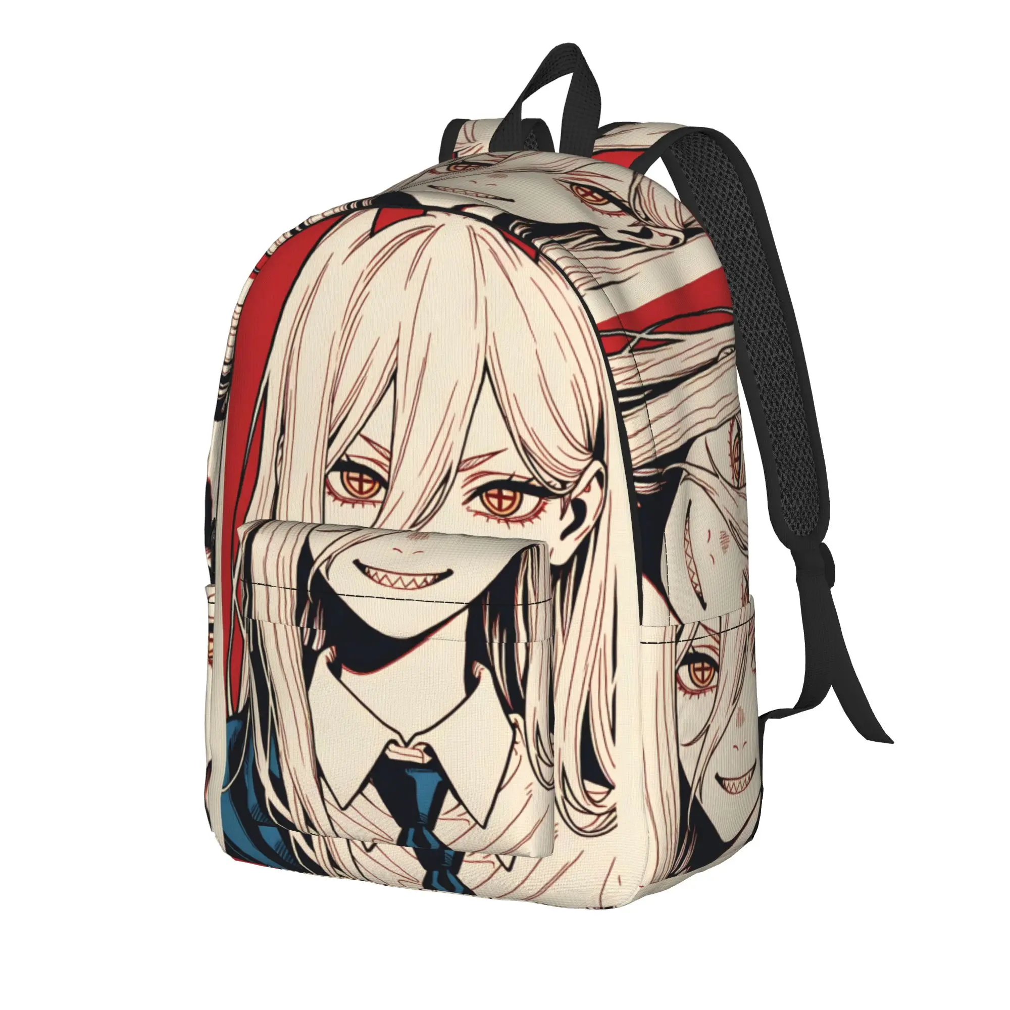 Power confident manga Backpack Chainsaws Mans Sport Backpacks Unisex Colorful Pattern High School Bags Style Rucksack