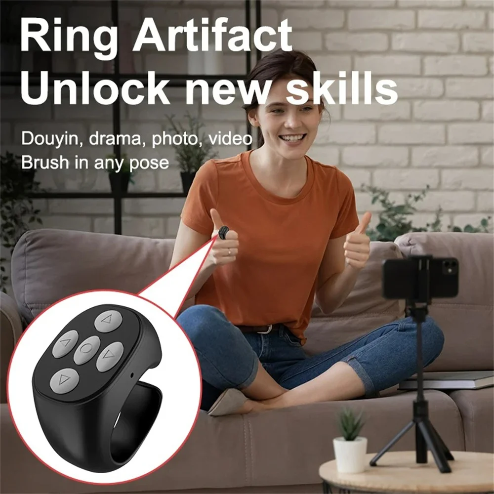 For TikTok Ring Bluetooth Remote Control Fingertip Selfie Video Camera Shutter Controller Automatic Page Turner For Mobile Phone