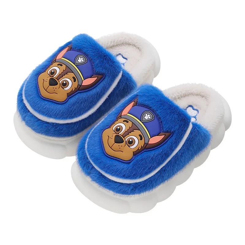 Paw Patrols Kids Winter Warm Cotton Shoes Anime Figures Chase Skye Marshall Toddler Girl Baby Boy Fur Slides Cotton Indoor Shoes