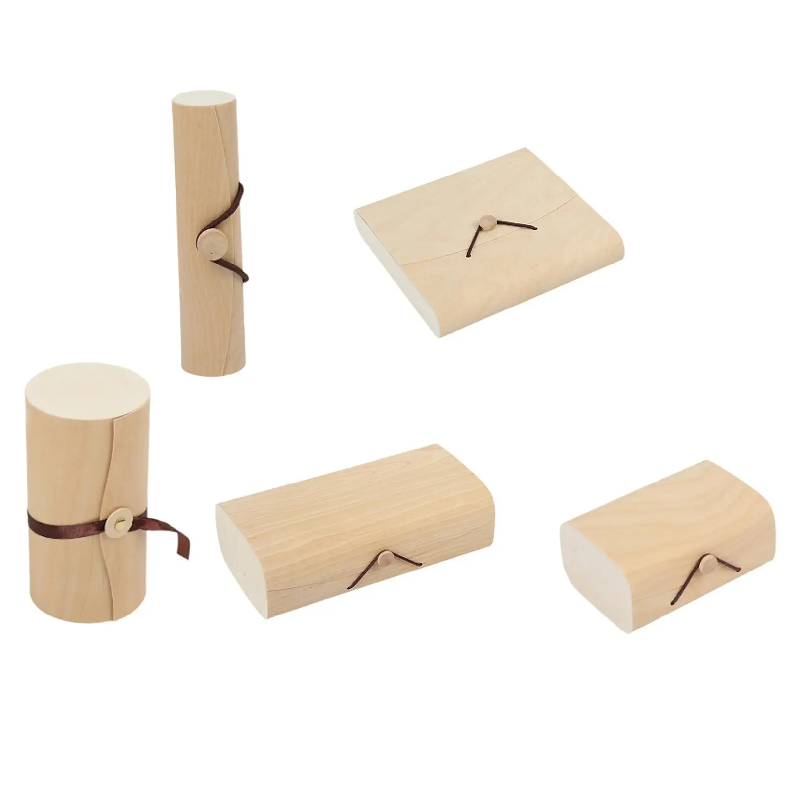 Wooden Gift Box Tea Gadget Case with Rope Buckle Creative Jewelry Display Eyeglass Case for Keepsake Gift Bracelet Earrings Desk