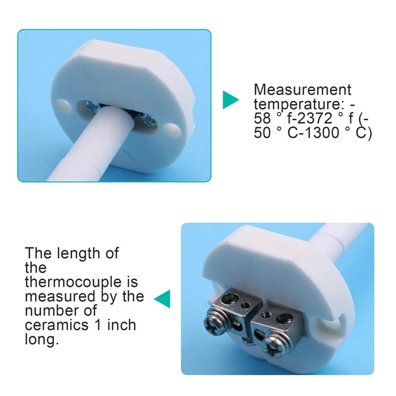 High Temperature K Type Thermocouple Sensor For Ceramic Kiln Furnace 2372 Fahrenheit 1300 Degree -B119