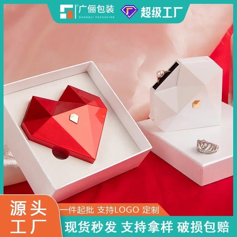 Mini Heart Jewelry Box for Women Ring Automatic Display Carrying Box Creative Valentine