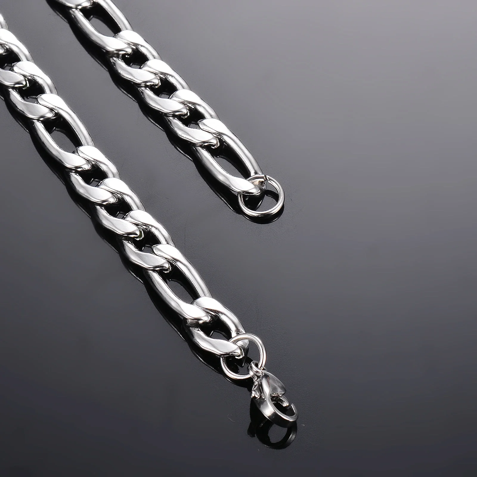 1 Stück 3mm/3,8mm/4,5mm/5mm/6mm/7mm/7,5mm Figaro-Gliederkette Schmuck Klassische Panzerkette Halskette aus Edelstahl für Männer und Frauen – Detail 6