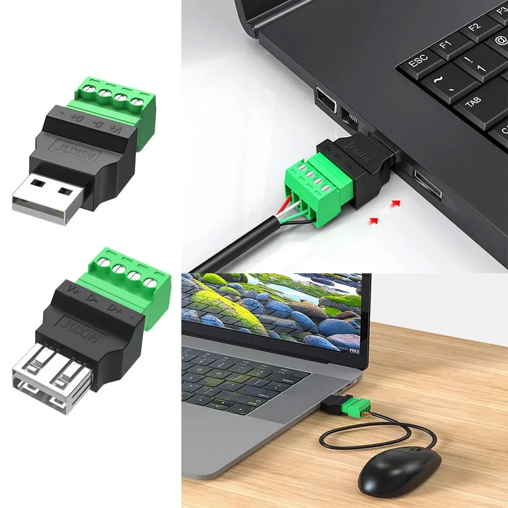 USB Connector USB 2.0 Type A Female/Male To 4 Pin Screw Terminal Plug Connector Adapter USB Turn Terminal