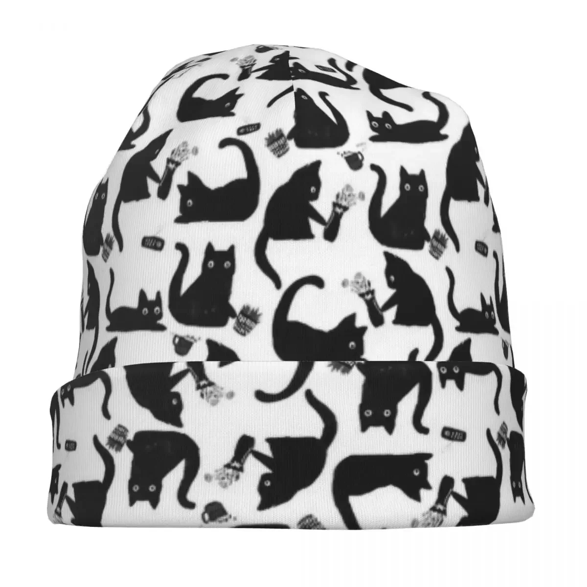 Bad Cat Cute Kitty Bonnet Hat Autumn Winter Ski Skullies Beanies Hat Unisex Knitting Hats Spring Head Wrap Caps