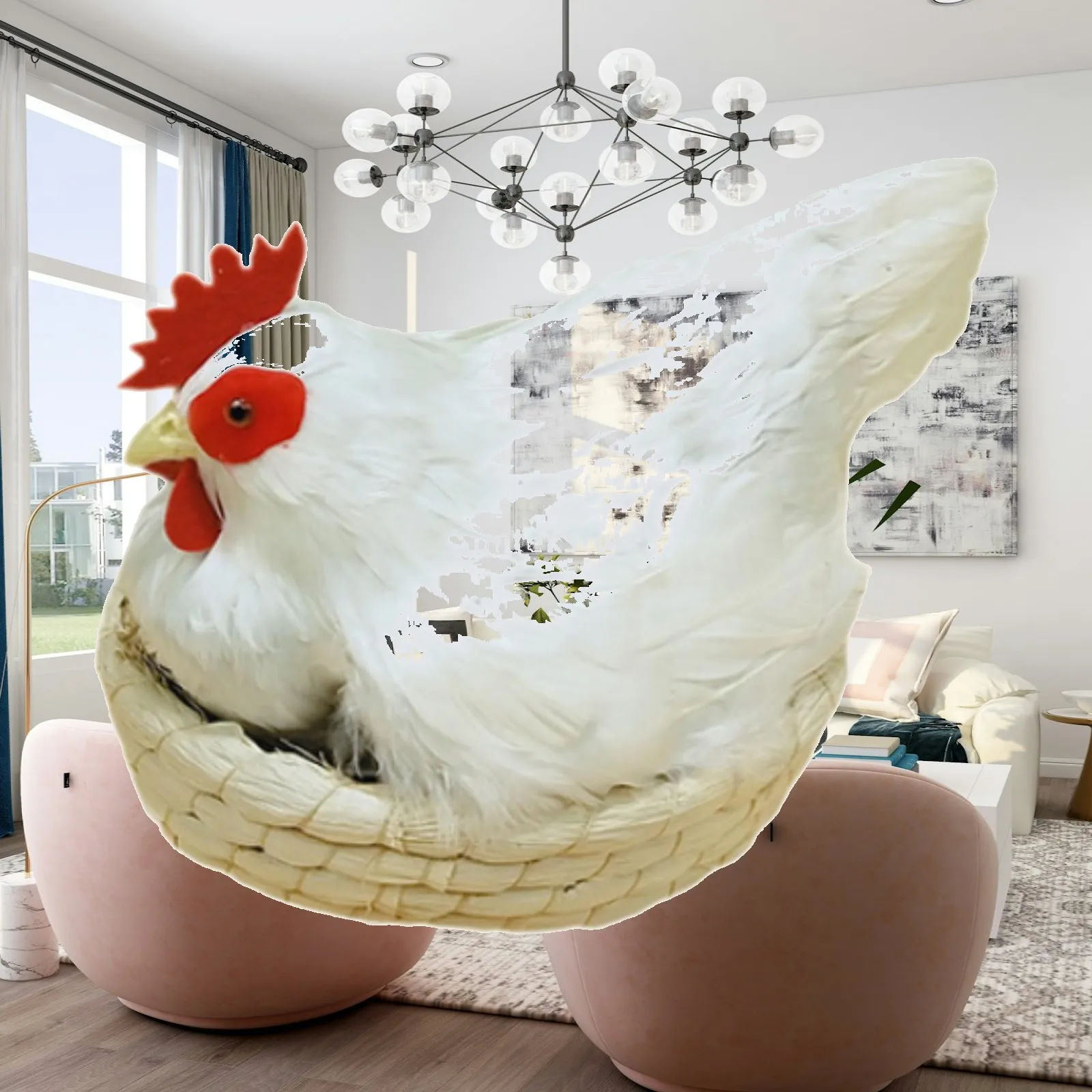 Chicken Garden Decoration Realistic Hen Statue Durable Plastic Feather Farm Animal for Shop Window Display