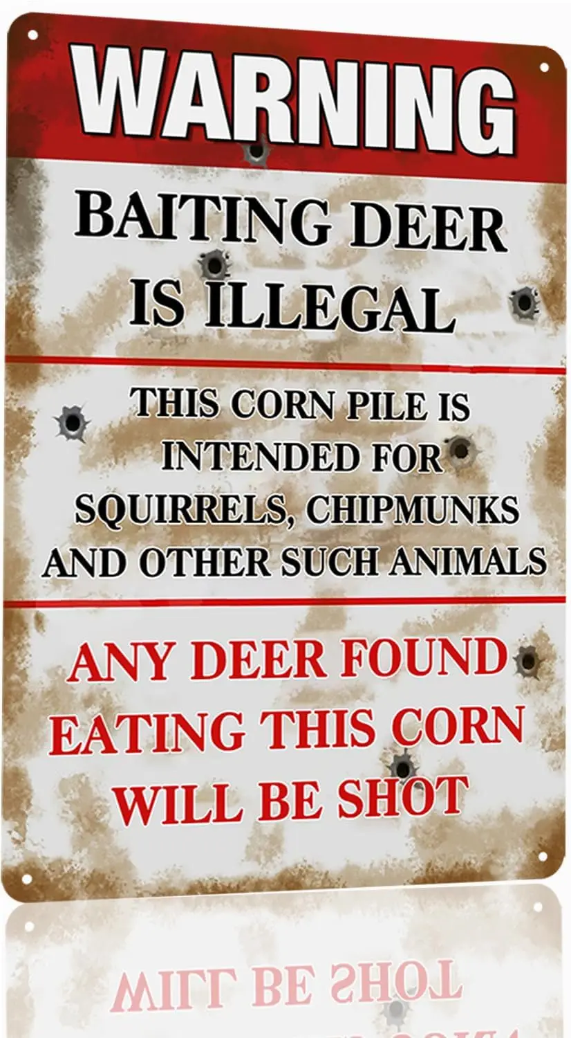 Hunting Gifts For Men Deer Hunters Hunter Decor Warning Baiting Is Illegal Funny Metal Retro Vintage Tin Sign Man Cave