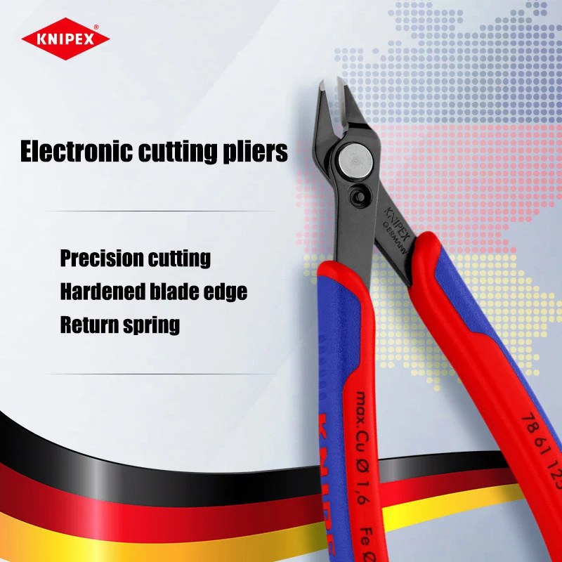 KNIPEX 5-inch Electronic Oblique Cutting Pliers, Precision Wire Cutting Pliers with Opening and Closing Spring Limiters 7861125
