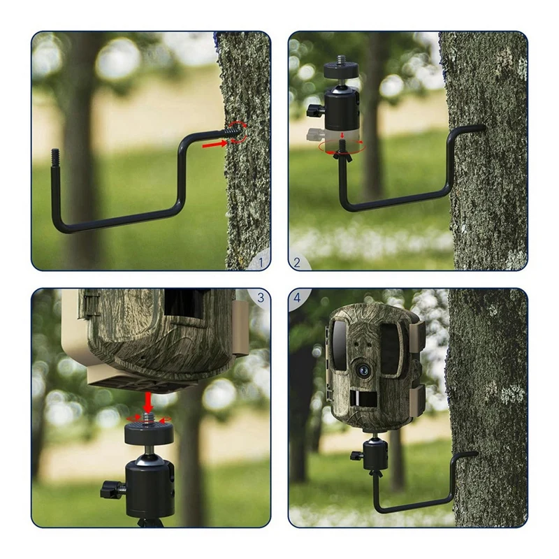 Trail Camera Tree Mount, Dual-Pack, 360 Degrees Adjustable With 1/4 Inch Screw For Easy Mount Game Cameras