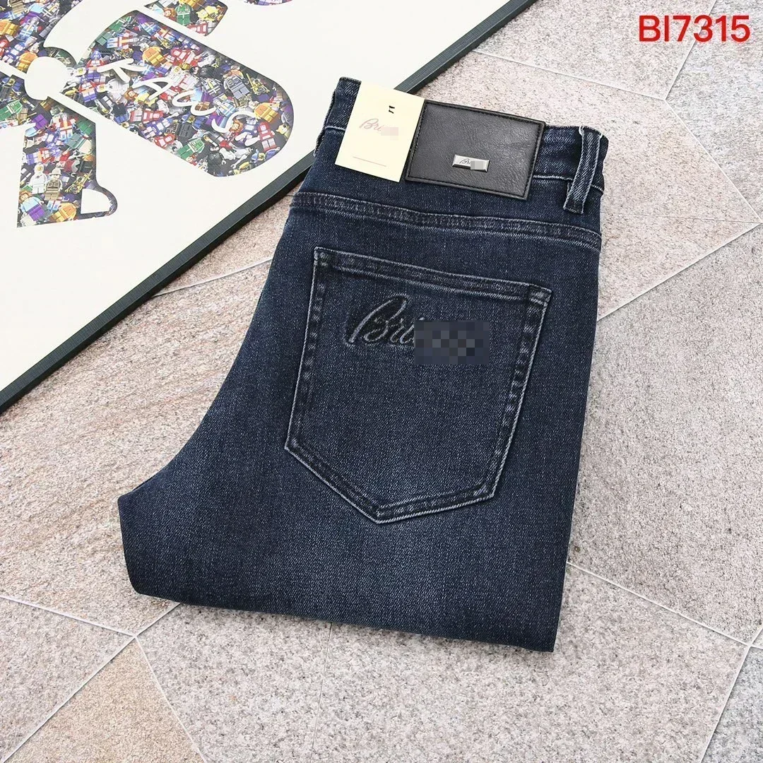 OECHSLI Jeans Thick Cotton Men 2025 Autumn Winter new embroidery middle-waisted elastic fashion size 29-42 Pants