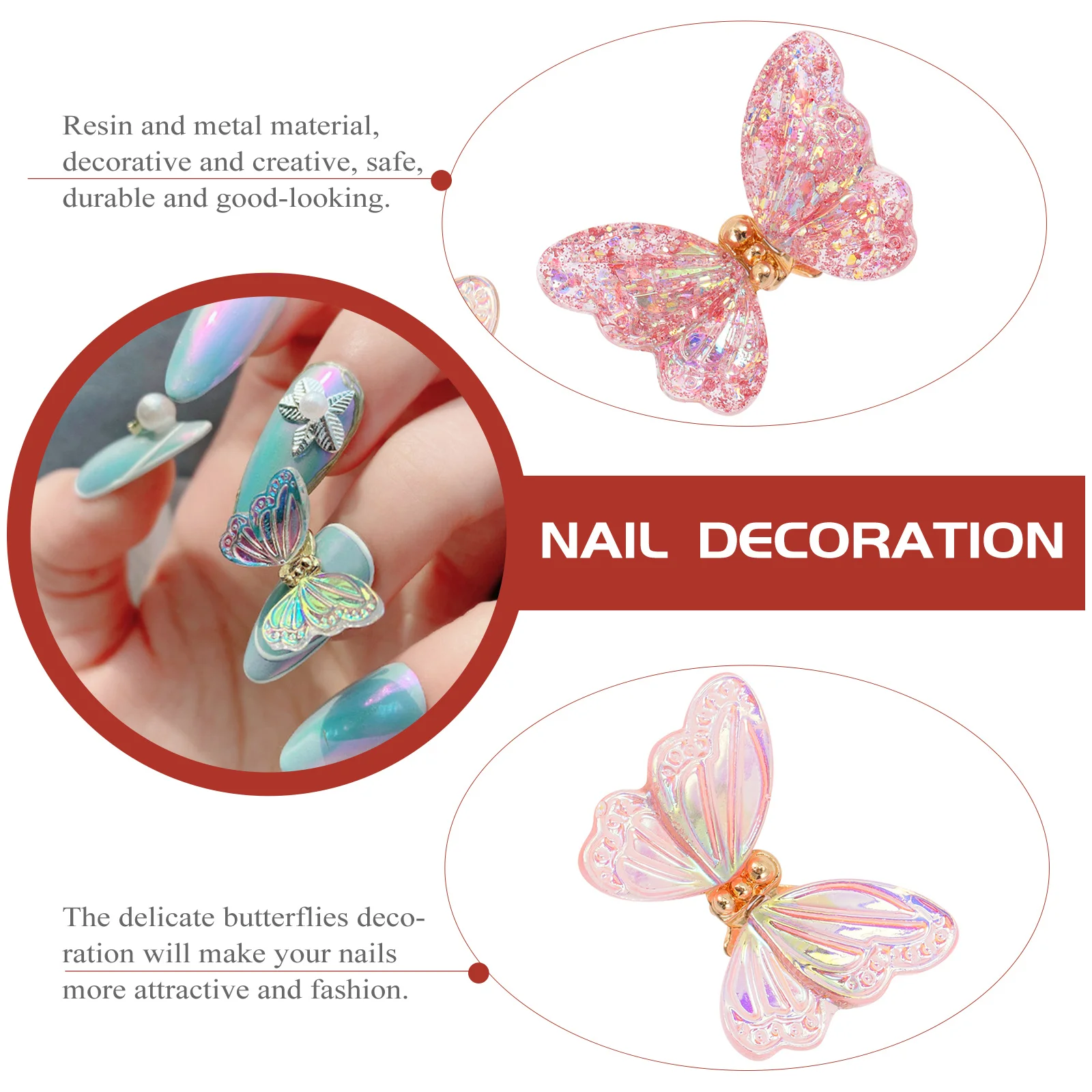 

8 Pcs Applique Butterfly Sequin Nail Decorations Sequins for Art Resin Charms Cute