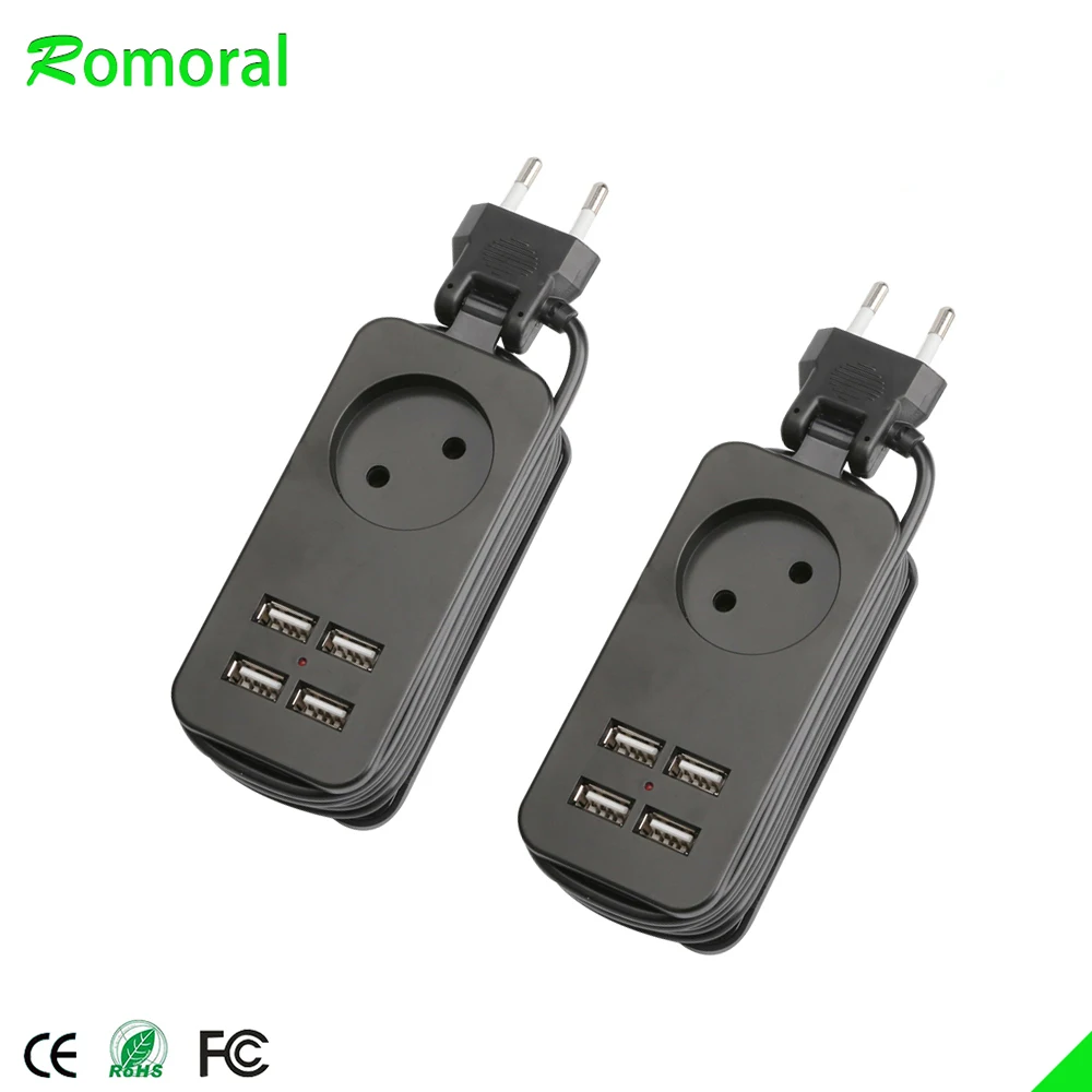 Ciabatta EU KC da 4.0mm/4.8mm con presa di prolunga portatile USB spina europea cavo da 1.5m adattatore da viaggio per ciabatta