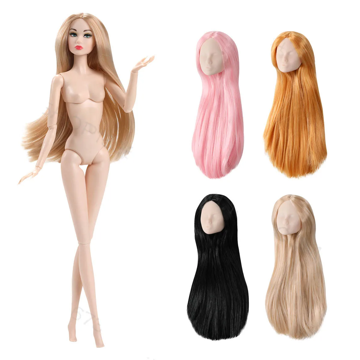30cm Fashion Supermodel Princess Doll Toy Accessories No Makeup Head Creative Practice Makeup Doll Head 1/6 Babi Doll Head