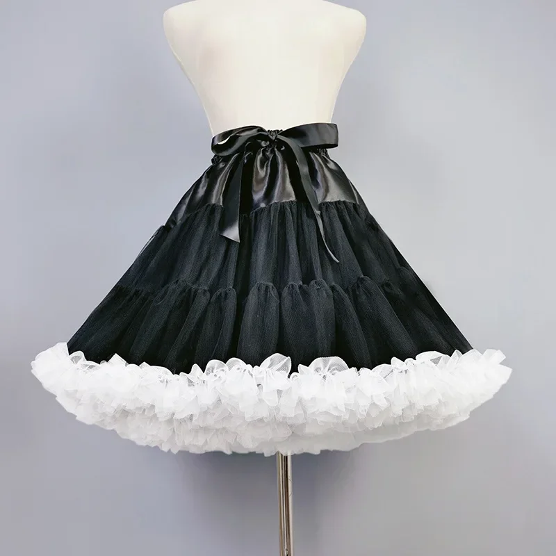 Feminino elástico curto petticoat inchado tutu tule saia princesa multi-camada multi-cor ballet dança pettiskirts underskirt