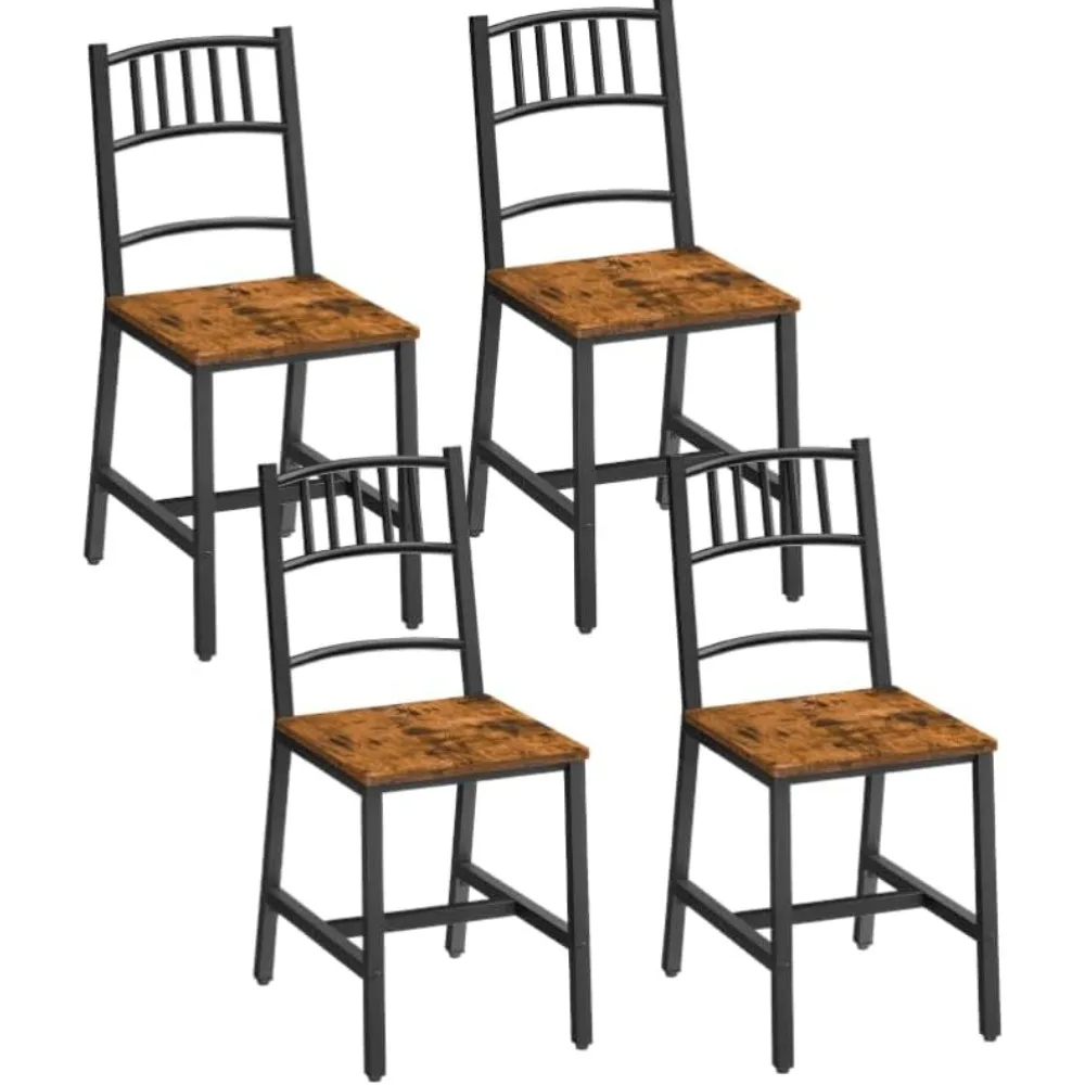 

Набор кухонных стульев из 4 шт., деревянные стулья для столовой с металлическим каркасом, обеденный стул со спинкой, легко собирается, фермерский дом