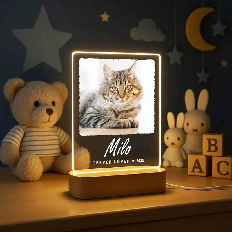 

Pet Memorial Night Light Custom Pet Plaque Pet Night Light Custom Pet Photo Gifts Pet Memorial Frame Gifts for Pets Cat Dog Loss