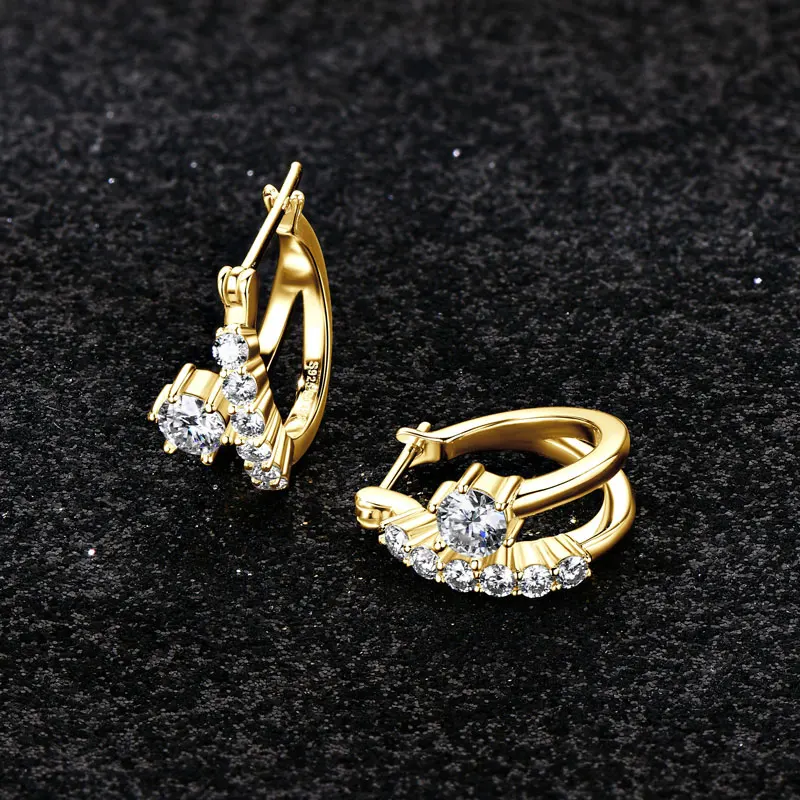RAPRGOLD GRA Certified Round Moissanite Hoop Earrings for Women Real 925 Sterling Silver Huggie Earring Jewelry Gifts Pendientes view 6