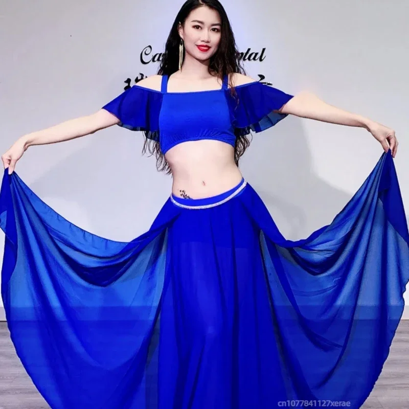 

Belly Dance Practice Outfit, Performance Outfit, Double Slit New Oriental Dance Outfit, Big Swing Skirt, Chiffon Summer