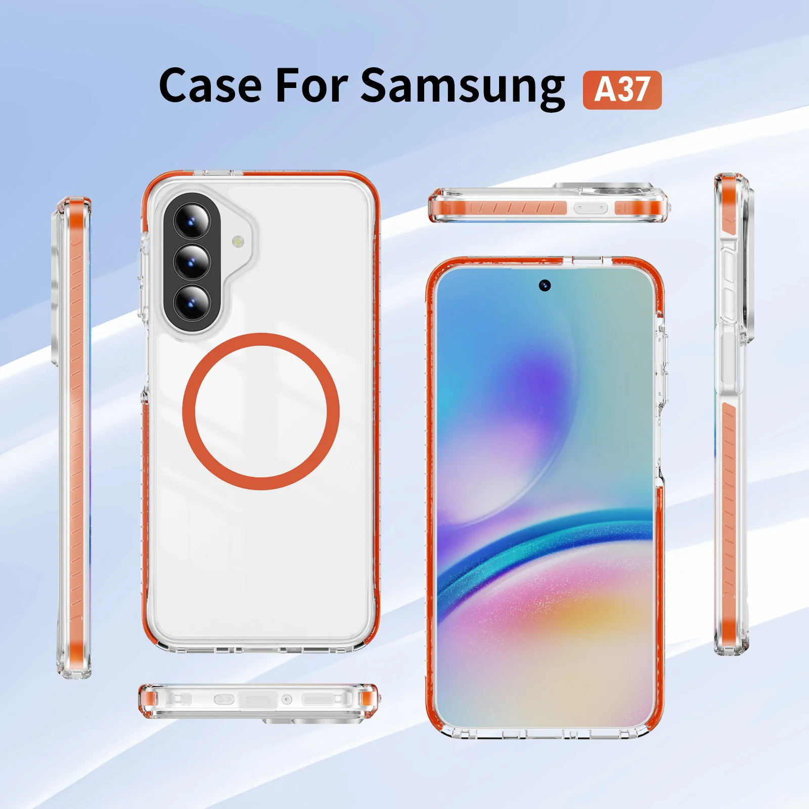 Luxury Colored AntiSlip Strip Anti Yellow High Clear Magnetic Phone Case for Samsung S26 S25 S24 S23 Ultra Plus Shockproof Cover