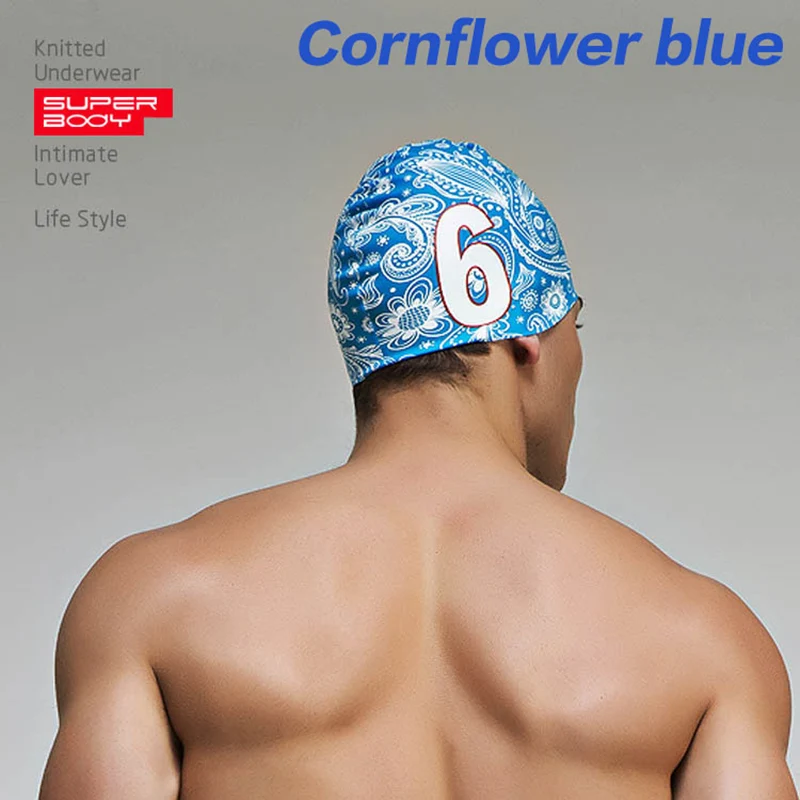 Boné de Natação Confortável Masculina, Acessórios de Natação Silicone, Chapéus com Número, Impermeável, Elástico Alto, Cores Contraste, Teens Swimwear