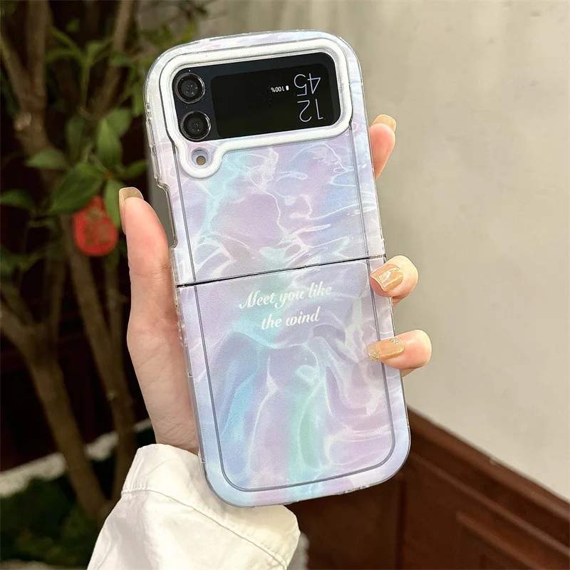 

Colorful Water Ripple Phone Case For Samsung Galaxy Z Flip 7 6 5 4 Protective Back Cover For ZFlip5 ZFlip6 ZFlip7 Case Shell