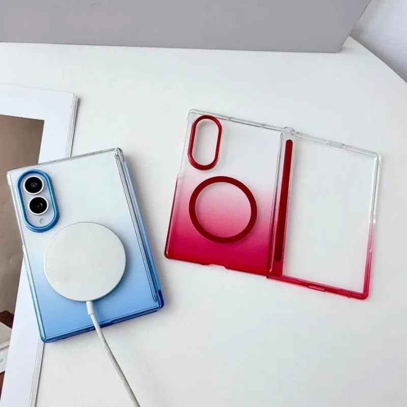 Luxuriöse Farbverlauf-Transparente Schlanke Magsafe-Hülle für Samsung Z Fold 8 Ultra 7 6 5 Fold8 Breite Ultradünne Scharnierschutz-Abdeckung