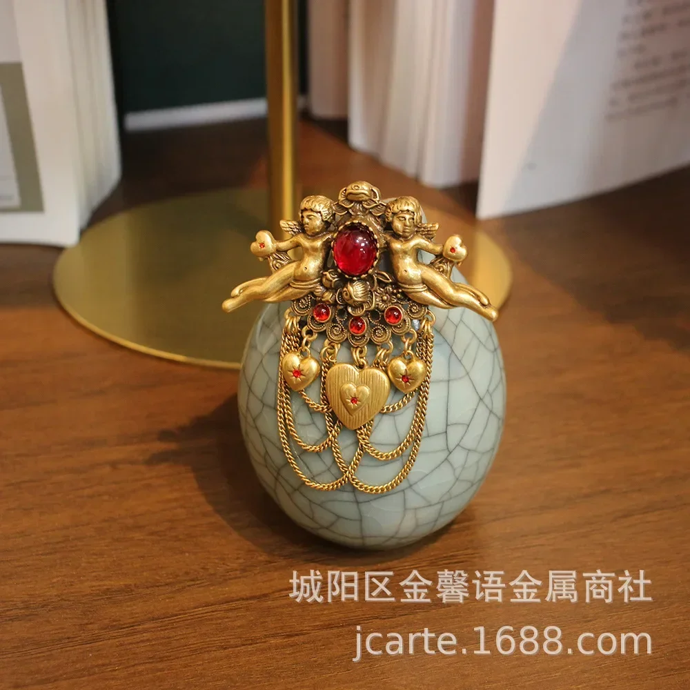 

Italian Angel Tassel Brooch Holiday Red Glass Clothing Accessories Love Pendant Brooch