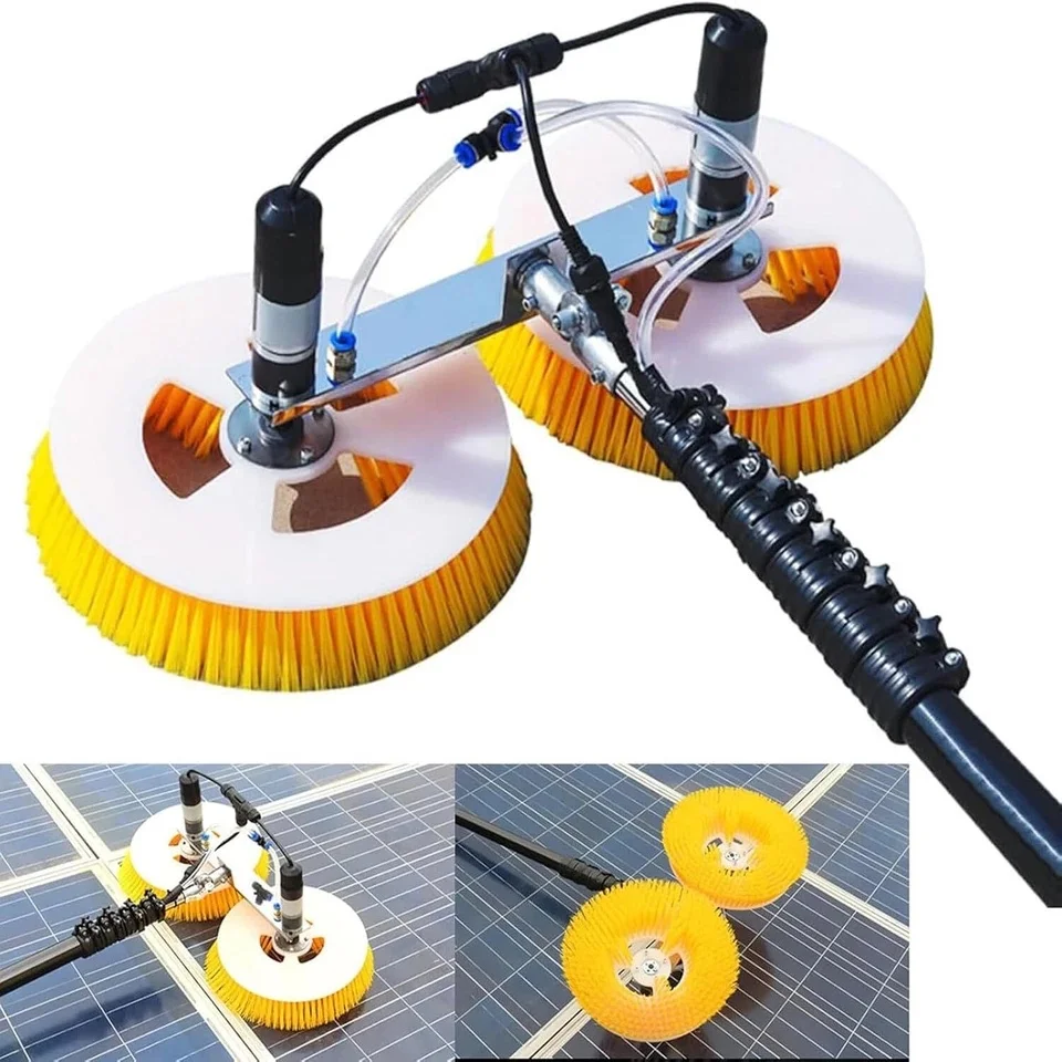 Double Head Brushless Industrial Solar Panel Cleaning Machine Retractable Photovoltaic Panels Cleaner Brush for Efficiency